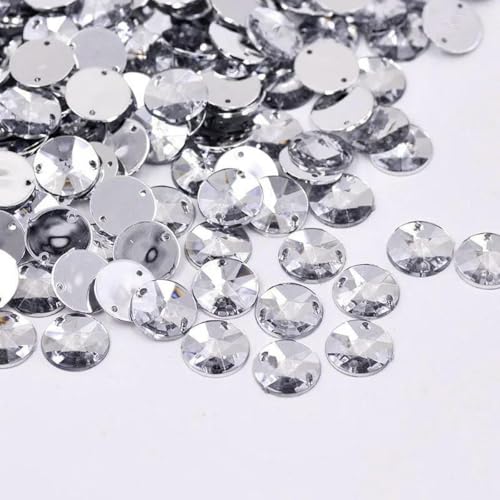 1000 Stück 10 mm Strass-Applikation in Kristall-AB-Optik zum Aufnähen, runde flache Rückseite, Acryl-Edelsteine zum Nähen von Kleidern, Basteln, transparent von GJUYTI