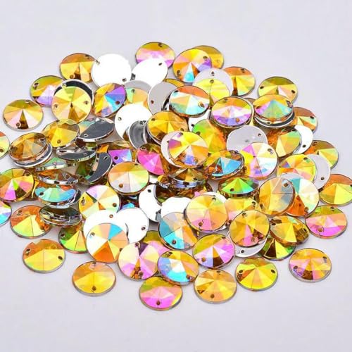 1000 Stück 10 mm Strass-Applikation zum Aufnähen in Kristall-AB, rund, flache Rückseite, Acryl-Edelsteine zum Nähen von Strasssteinen für Kleiderbasteln, Gelb AB 1000 Stück 10 mm Strass-Applikation zum Aufnähen in Kristall-AB, rund, flache Rückseite, Acryl-Edelsteine zum Nähen von Strasssteinen für Kleiderbasteln, Gelb AB von GJUYTI