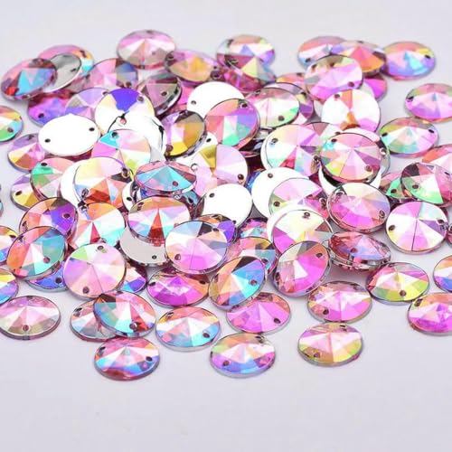 1000 Stück 10 mm Strass-Applikation zum Aufnähen in Kristall-AB, rund, flache Rückseite, Acryl-Edelsteine zum Nähen von Strasssteinen für Kleiderbasteln, Pink AB 1000 Stück 10 mm Strass-Applikation zum Aufnähen in Kristall-AB, rund, flache Rückseite, Acryl-Edelsteine zum Nähen von Strasssteinen für Kleiderbasteln, Pink AB von GJUYTI