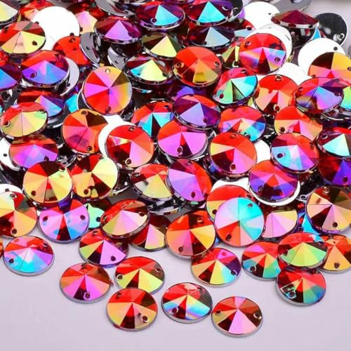 1000 Stück 10 mm Strass-Applikation zum Aufnähen in Kristall-AB, rund, flache Rückseite, Acryl-Edelsteine zum Nähen von Strasssteinen für Kleiderbasteln, Rot AB 1000 Stück 10 mm Strass-Applikation zum Aufnähen in Kristall-AB, rund, flache Rückseite, Acryl-Edelsteine zum Nähen von Strasssteinen für Kleiderbasteln, Rot AB von GJUYTI