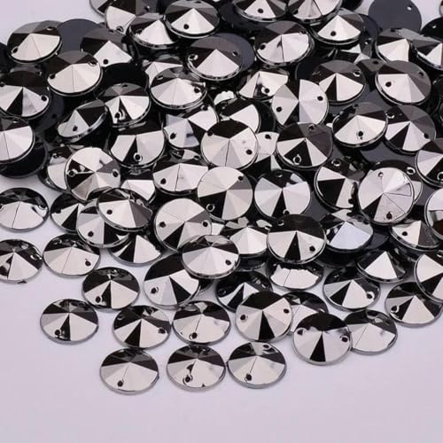1000 Stück 10 mm Strass-Applikation zum Aufnähen in Kristall-AB, runde flache Rückseite, Acryl-Edelsteine zum Nähen von Strasssteinen für Kleider, Bastelarbeiten, Jet Hematite von GJUYTI