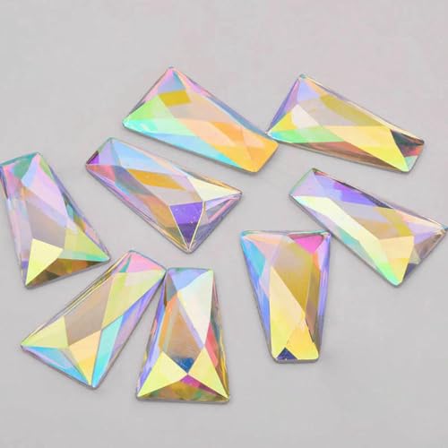 13 x 27 x 44,0 mm große AB-Acryl-Strass-Applikation, große Strass-Trapez-Flatback-Kristalle, nicht nähend, ausgefallene Steine zum Basteln, Kristall AB von GJUYTI