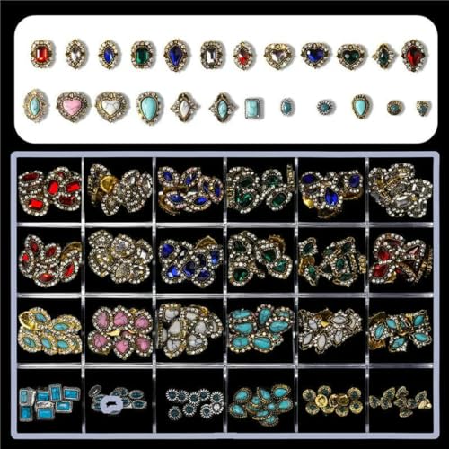 1Box Nail Art Strass-Set 3D-Nagel-Charms Schmuck Edelsteinlegierung Luxus Kristall Nail Art Dekoration Diamant Nagelteile Zubehör-03 (240 Stück) von GJUYTI