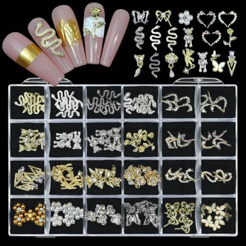 1Box Nail Art Strass-Set 3D-Nagel-Charms Schmuck Edelsteinlegierung Luxus Kristall Nail Art Dekoration Diamant Nagelteile Zubehör-OM08 (120 Stück) von GJUYTI