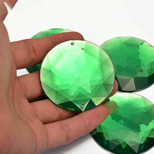 20 Stück 52 mm große weiße, klare Kristall-Näh-Acryl-Strasssteine, flache Rückseite, runde Strass-Applikation für die DIY-Schmuckherstellung, Grün von GJUYTI