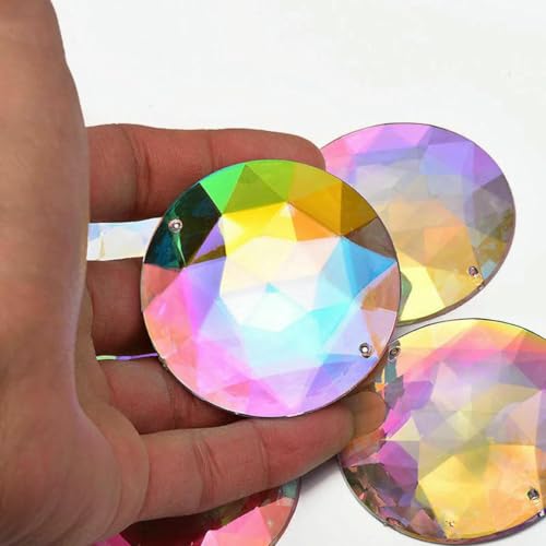 20 Stück 52 mm große weiße, klare Kristall-Näh-Acryl-Strasssteine, flache Rückseite, runde Strass-Applikation für die DIY-Schmuckherstellung, Kristall AB von GJUYTI