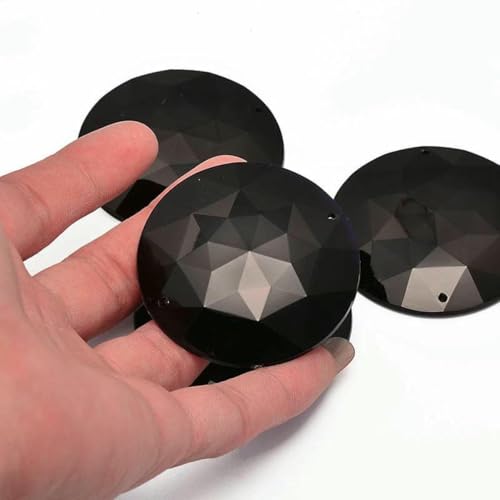 20 Stück 52 mm große weiße, klare Kristall-Näh-Acryl-Strasssteine, flache Rückseite, runde Strass-Applikation für die DIY-Schmuckherstellung, Schwarz von GJUYTI