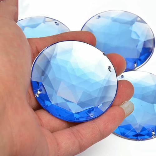 20 Stück 52 mm große weiße, klare Kristall-Näh-Acryl-Strasssteine, flache Rückseite, runde Strass-Applikation für die DIY-Schmuckherstellung, blau von GJUYTI