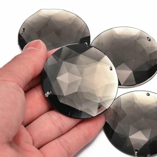 20 Stück 52 mm große weiße, klare Kristall-Näh-Acryl-Strasssteine, flache Rückseite, runde Strass-Applikation für die DIY-Schmuckherstellung, grau von GJUYTI