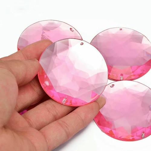 20 Stück 52 mm große weiße, klare Kristall-Näh-Acryl-Strasssteine, flache Rückseite, runde Strass-Applikation für die Herstellung von DIY-Schmuck, Hellrosa von GJUYTI