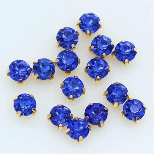 3–10 mm Kristallglassteine, Goldbasis, Klauenbecher-Strasssteine, Kristallschnalle, zum Aufnähen von Strasssteinen für DIY-Kleidung, Stoffnähen, 02–8 mm, 36 Stück von GJUYTI