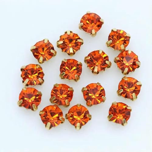 3–10 mm Kristallglassteine, Goldbasis, Klauenbecher-Strasssteine, Kristallschnalle, zum Aufnähen von Strasssteinen für DIY-Kleidung, Stoffnähen, 16–4,0 mm, 100 Stück von GJUYTI