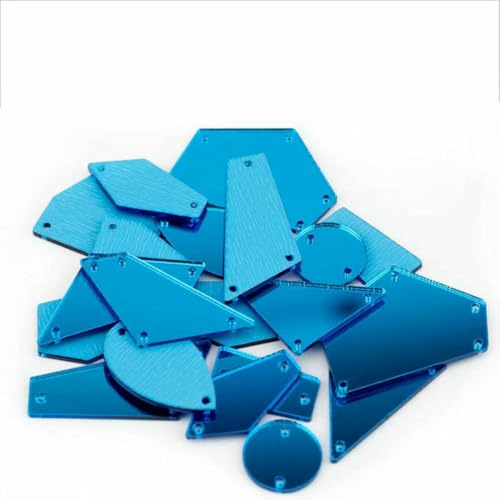 30/60/200 Stück Acryl-Spiegel-Näh-Strasssteine in verschiedenen Größen zum Aufnähen, DIY-Bastelarbeiten, flache Rückseite, Nähsteine für DIY-Kleidungsdekorationen, Ozean, 200 Stück (verschiedene Grö von GJUYTI