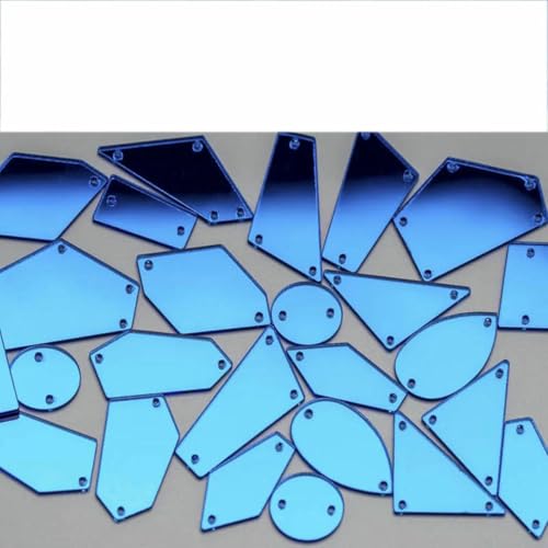 30/60 Stück Acryl-Spiegel-Näh-Strasssteine in verschiedenen Größen zum Aufnähen auf die flache Rückseite, DIY-Bastelarbeiten, Kleidung, Kleidungsstücke, Kleiderdekorationen, Ozean, 60 Stück (verschi von GJUYTI