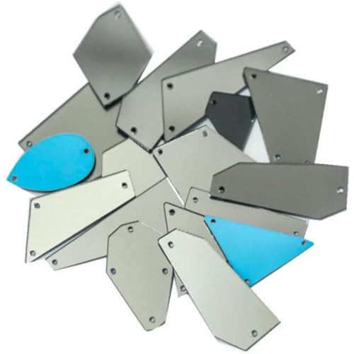 30 Stück gemischte Größen, klare Kristalle, Nähspiegel-Strass-Applikation, flache Rückseite, Acryl-Strass zum Aufnähen, Stein für Kleidung, Handarbeiten, Dunkelgrau, 60 Stück von GJUYTI