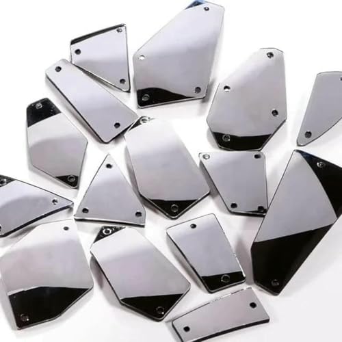 30 Stück gemischte Größen, klare Kristalle, Nähspiegel-Strass-Applikation, flache Rückseite, Acryl-Strass zum Aufnähen, Stein für Kleidung, Handarbeiten, Dunkelgrau, 60 Stück von GJUYTI