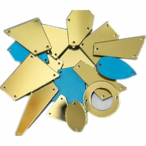 30 Stück gemischte Größen, klare Kristalle, Nähspiegel-Strass-Applikation, flache Rückseite, Acryl-Strass zum Aufnähen, Stein für Kleidung, Handarbeiten, Hellgold, Mischung, 30 Stück von GJUYTI