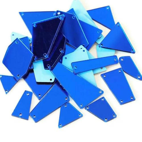 30 Stück gemischte Größen, klare Kristalle, Nähspiegel-Strass-Applikation, flache Rückseite, Acryl-Strass zum Aufnähen, Stein für Kleidung, Handarbeiten, Saphir, Mischung, 60 Stück von GJUYTI