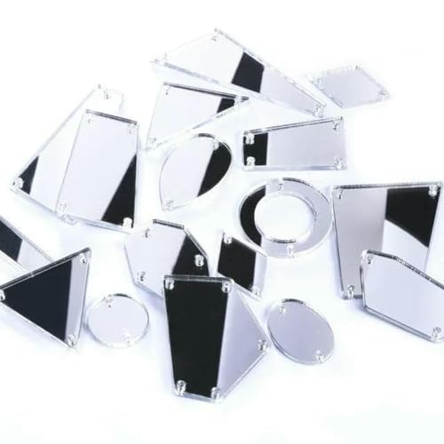 30 Stück gemischte Größen, klare Kristalle, Nähspiegel-Strass-Applikation, flache Rückseite, Acryl-Strass zum Aufnähen, Stein für Kleidung, Handarbeiten, Weiß, 100 Stück von GJUYTI