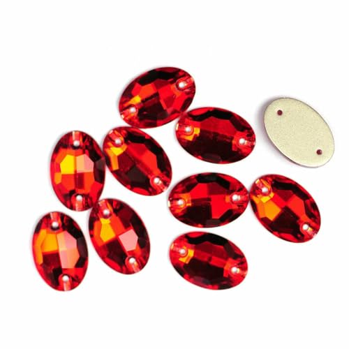 3210 ovale Aufnähsteine aus Glas, AAAAA-Qualität, zum Aufnähen von Strass-Applikationen für Kleider, Kleidung, Helles Siam, 7 x 10 mm, 144 Stück von GJUYTI
