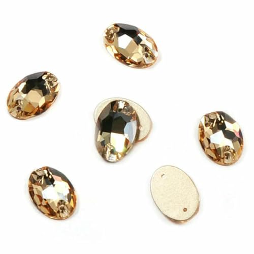 3210 ovale Aufnähsteine aus Glas, Strasssteine in AAAAA-Qualität, zum Aufnähen für Strass-Applikationen, Kleider, Kleidung, Golden Shadow, 7 x 10 mm, 48 Stück von GJUYTI