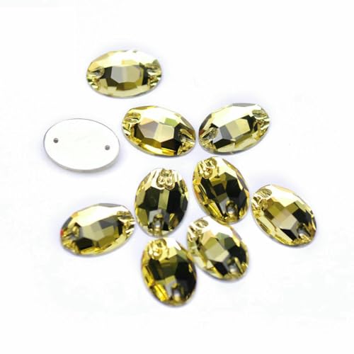 3210 ovale Aufnähsteine aus Glas, Strasssteine in AAAAA-Qualität, zum Aufnähen für Strass-Applikationen, Kleider, Kleidung, Helltopas, 11 x 16 mm, 20 Stück von GJUYTI