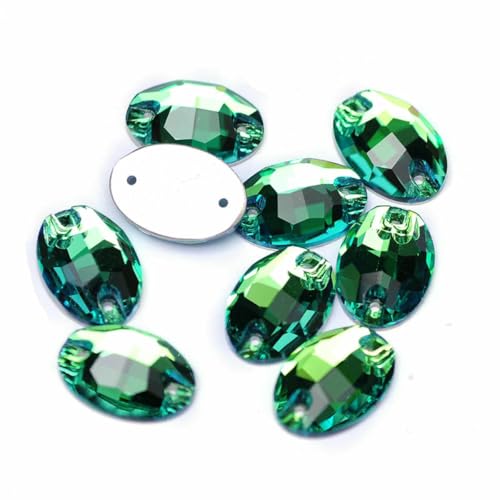 3210 ovale Aufnähsteine aus Glas, Strasssteine in AAAAA-Qualität, zum Aufnähen für Strass-Applikationen, Kleider, Kleidung, Peridot, 7 x 10 mm, 48 Stück von GJUYTI