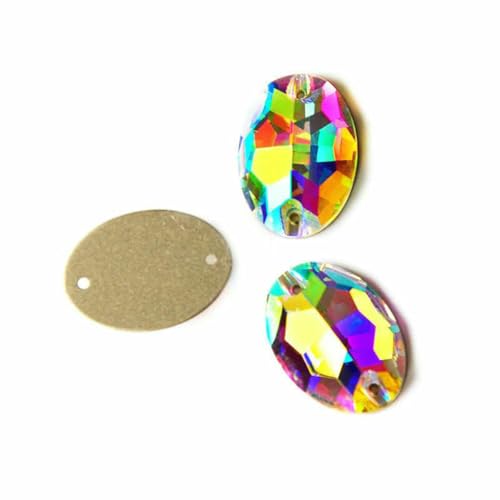 3210 ovale Aufnähsteine aus Glas, Strasssteine in AAAAA-Qualität, zum Aufnähen für Strassapplikationen, Kleider, Kleidung, AB, 7 x 10 mm, 144 Stück von GJUYTI
