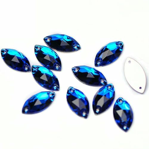 3223 Glasperlen mit flacher Rückseite, zum Aufnähen, Strasssteine und Kristalle zum Basteln, Capriblau, 15 x 32 mm, 24 Stück 3223 Glasperlen mit flacher Rückseite, zum Aufnähen, Strasssteine und Kristalle zum Basteln, Capriblau, 15 x 32 mm, 24 Stück von GJUYTI
