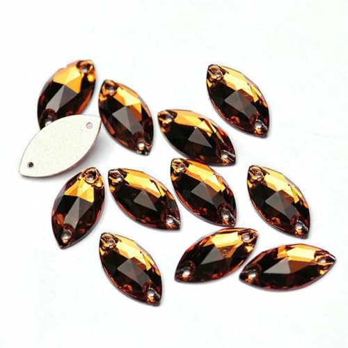 3223 Glasperlen mit flacher Rückseite, zum Aufnähen, Strasssteine und Kristalle zum Basteln, Heller Rauchtopas, 9 x 18 mm, 72 Stück 3223 Glasperlen mit flacher Rückseite, zum Aufnähen, Strasssteine und Kristalle zum Basteln, Heller Rauchtopas, 9 x 18 mm, 72 Stück von GJUYTI