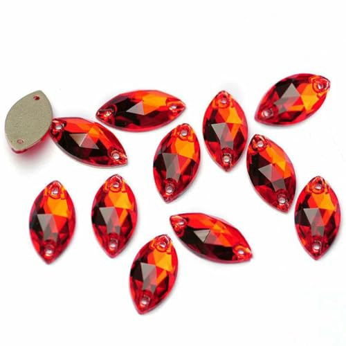 3223 Glasperlen mit flacher Rückseite, zum Aufnähen, Strasssteine und Kristalle zum Basteln, Helles Siam, 9 x 18 mm, 72 Stück 3223 Glasperlen mit flacher Rückseite, zum Aufnähen, Strasssteine und Kristalle zum Basteln, Helles Siam, 9 x 18 mm, 72 Stück von GJUYTI