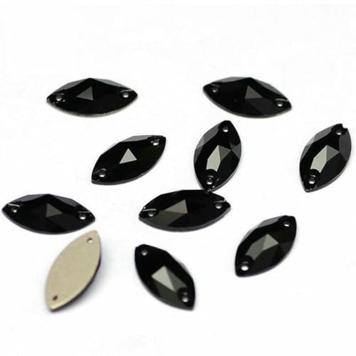 3223 Glasperlen mit flacher Rückseite, zum Aufnähen, Strasssteine und Kristalle zum Basteln, Jet, 7 x 15 mm, 96 Stück 3223 Glasperlen mit flacher Rückseite, zum Aufnähen, Strasssteine und Kristalle zum Basteln, Jet, 7 x 15 mm, 96 Stück von GJUYTI