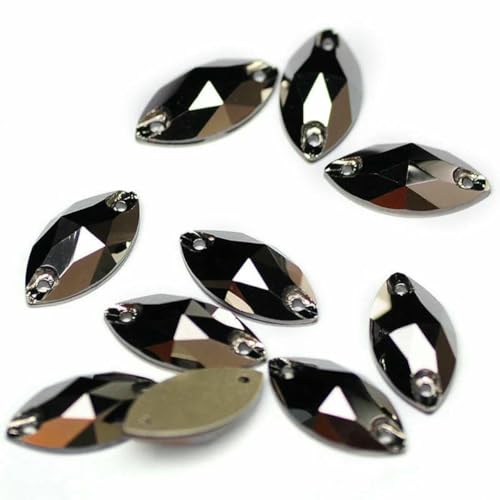 3223 Glasperlen mit flacher Rückseite, zum Aufnähen, Strasssteine und Kristalle zum Basteln, Jet Hematite, 7 x 15 mm, 96 Stück 3223 Glasperlen mit flacher Rückseite, zum Aufnähen, Strasssteine und Kristalle zum Basteln, Jet Hematite, 7 x 15 mm, 96 Stück von GJUYTI