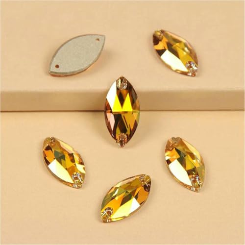 3223 Glasperlen mit flacher Rückseite, zum Aufnähen, Strasssteine und Kristalle zum Basteln, Metallic Sunshine, 7 x 15 mm, 96 Stück 3223 Glasperlen mit flacher Rückseite, zum Aufnähen, Strasssteine und Kristalle zum Basteln, Metallic Sunshine, 7 x 15 mm, 96 Stück von GJUYTI