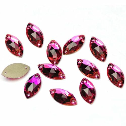 3223 Glasperlen mit flacher Rückseite, zum Aufnähen von Strasssteinen und Kristallen zum Basteln, Fuchsia, 7 x 15 mm, 96 Stück 3223 Glasperlen mit flacher Rückseite, zum Aufnähen von Strasssteinen und Kristallen zum Basteln, Fuchsia, 7 x 15 mm, 96 Stück von GJUYTI