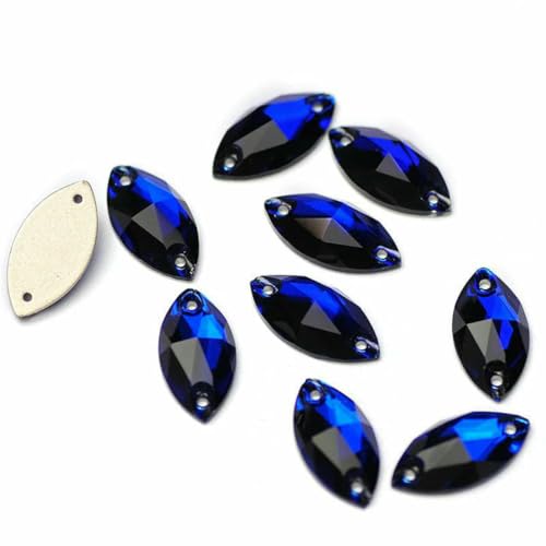 3223 Glasperlen mit flacher Rückseite, zum Aufnähen von Strasssteinen und Kristallen zum Basteln, Kobaltblau, 7 x 15 mm, 96 Stück 3223 Glasperlen mit flacher Rückseite, zum Aufnähen von Strasssteinen und Kristallen zum Basteln, Kobaltblau, 7 x 15 mm, 96 Stück von GJUYTI