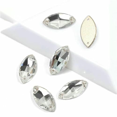 3223 Glasperlen mit flacher Rückseite, zum Aufnähen von Strasssteinen und Kristallen zum Basteln, Kristall, 9 x 18 mm, 72 Stück 3223 Glasperlen mit flacher Rückseite, zum Aufnähen von Strasssteinen und Kristallen zum Basteln, Kristall, 9 x 18 mm, 72 Stück von GJUYTI