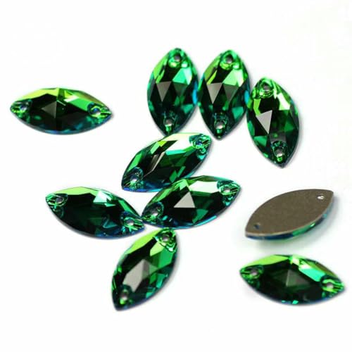3223 Glasperlen mit flacher Rückseite, zum Aufnähen von Strasssteinen und Kristallen zum Basteln, Peridot, 7 x 15 mm, 96 Stück 3223 Glasperlen mit flacher Rückseite, zum Aufnähen von Strasssteinen und Kristallen zum Basteln, Peridot, 7 x 15 mm, 96 Stück von GJUYTI