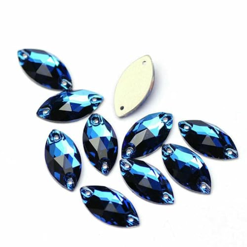 3223 Glasperlen mit flacher Rückseite, zum Aufnähen von Strasssteinen und Kristallen zum Basteln, Saphir, 9 x 18 mm, 72 Stück 3223 Glasperlen mit flacher Rückseite, zum Aufnähen von Strasssteinen und Kristallen zum Basteln, Saphir, 9 x 18 mm, 72 Stück von GJUYTI