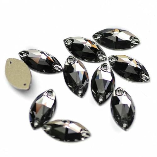 3223 Glasperlen mit flacher Rückseite, zum Aufnähen von Strasssteinen und Kristallen zum Basteln, Schwarzer Diamant, 15 x 32 mm, 24 Stück 3223 Glasperlen mit flacher Rückseite, zum Aufnähen von Strasssteinen und Kristallen zum Basteln, Schwarzer Diamant, 15 x 32 mm, 24 Stück von GJUYTI