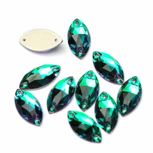 3223 Glasperlen mit flacher Rückseite, zum Aufnähen von Strasssteinen und Kristallen zum Basteln, Smaragdgrün, 9 x 18 mm, 72 Stück 3223 Glasperlen mit flacher Rückseite, zum Aufnähen von Strasssteinen und Kristallen zum Basteln, Smaragdgrün, 9 x 18 mm, 72 Stück von GJUYTI