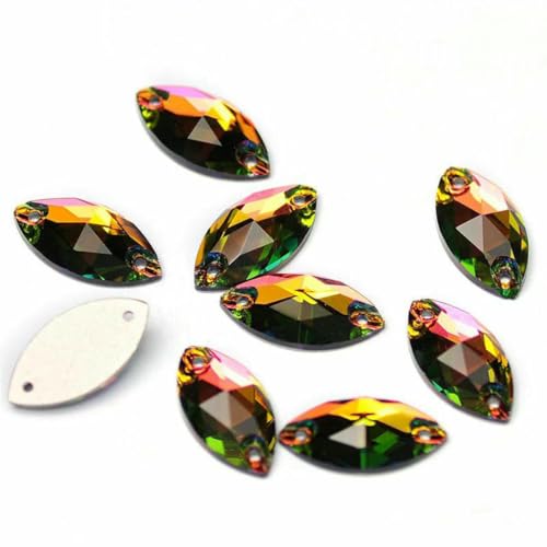 3223 Glasperlen mit flacher Rückseite, zum Aufnähen von Strasssteinen und Kristallen zum Basteln, VM, 9 x 18 mm, 24 Stück 3223 Glasperlen mit flacher Rückseite, zum Aufnähen von Strasssteinen und Kristallen zum Basteln, VM, 9 x 18 mm, 24 Stück von GJUYTI
