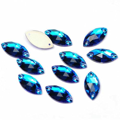 3223 Glasperlen mit flacher Rückseite, zum Aufnähen von Strasssteinen und Kristallen zum Basteln, blauer Zirkon, 15 x 32 mm, 24 Stück 3223 Glasperlen mit flacher Rückseite, zum Aufnähen von Strasssteinen und Kristallen zum Basteln, blauer Zirkon, 15 x 32 mm, 24 Stück von GJUYTI