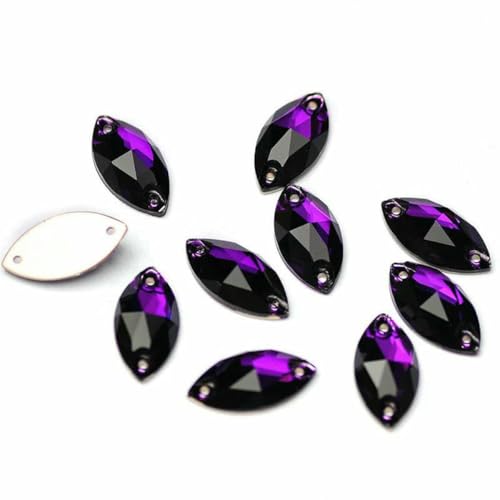 3223 Glasperlen mit flacher Rückseite, zum Aufnähen von Strasssteinen und Kristallen zum Basteln, lila Samt, 9 x 18 mm, 72 Stück 3223 Glasperlen mit flacher Rückseite, zum Aufnähen von Strasssteinen und Kristallen zum Basteln, lila Samt, 9 x 18 mm, 72 Stück von GJUYTI