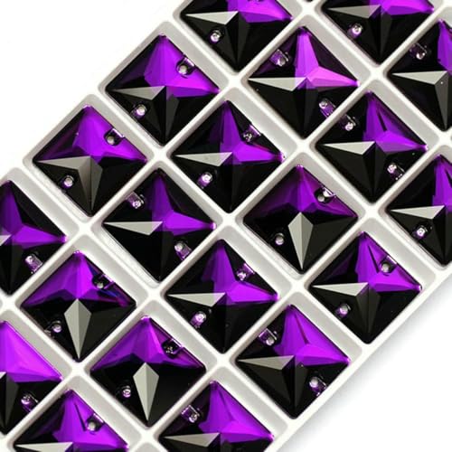 3240 quadratische Strasssteine zum Aufnähen, Glassteine, flache Rückseite, Nähen von Kleidung und Schuhen, Glassteine zum Selbernähen, lila Samt, 22 mm, 24 Stück 3240 quadratische Strasssteine zum Aufnähen, Glassteine, flache Rückseite, Nähen von Kleidung und Schuhen, Glassteine zum Selbernähen, lila Samt, 22 mm, 24 Stück von GJUYTI