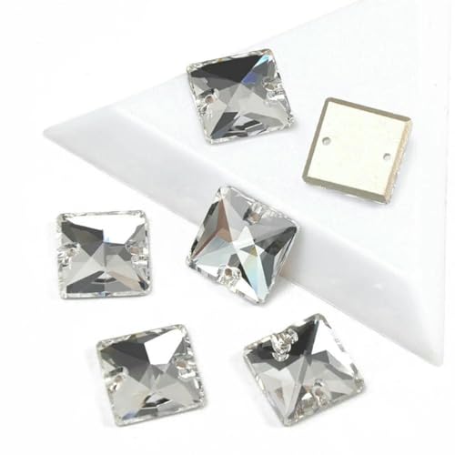 3240 quadratische Strasssteine zum Aufnähen, Glassteine, flache Rückseite, zum Nähen von Kleidung und Schuhen, Glassteine zum Selbernähen, Kristall, 16 mm, 36 Stück von GJUYTI