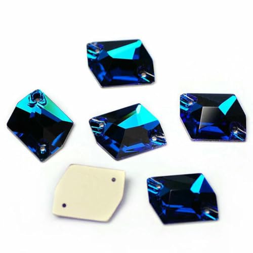 3265 Cosmic Flache Rückseite zum Aufnähen von Kristallsteinen, Glas-Strass, DIY, lose Strasssteine für Kleider, blauer Zirkon, 16 x 20 mm, 30 Stück von GJUYTI