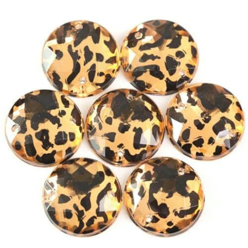 50 Stück/Packung, tropfenförmiger Acryl-Schleoparden-Näh-Strass, rund, zum Aufnähen, Strasssteine für Hochzeitskleider, B2072, rund, 15 mm von GJUYTI