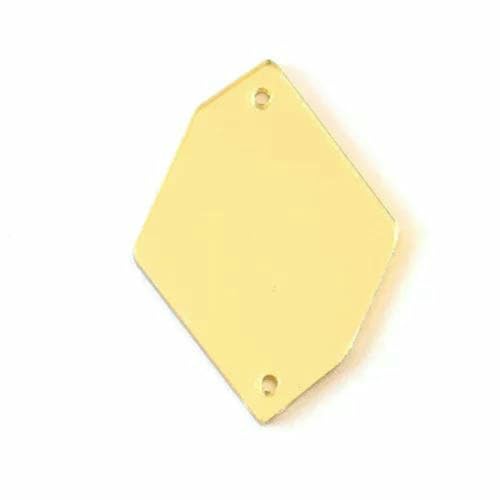 50 Stück/Packung Champagnerfarbene Spiegel-Aufnäh-Strasssteine, unregelmäßige Acrylspiegel-Aufnähsteine, Strass für Hochzeitskleid, B3597-P14-24 x 34,0 mm von GJUYTI