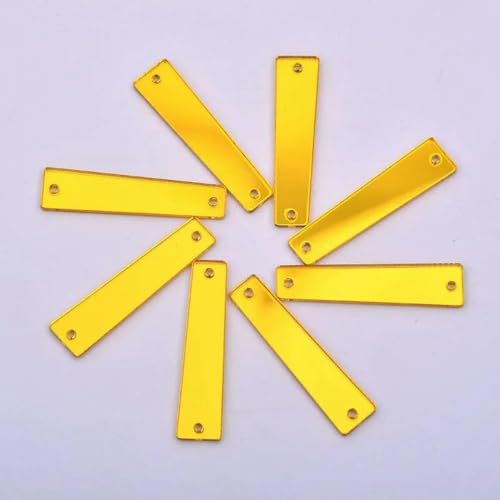 50 Stück gemischte Größen, goldfarben, Acrylspiegel, zum Aufnähen, flache Rückseite, unregelmäßige Steine, aufgenähte Kristall-Strass-Handarbeit, 9 x 36 mm von GJUYTI